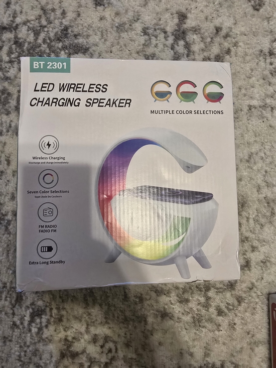 Other - White LED Wireless Charging Speaker with Colorful LED Accents